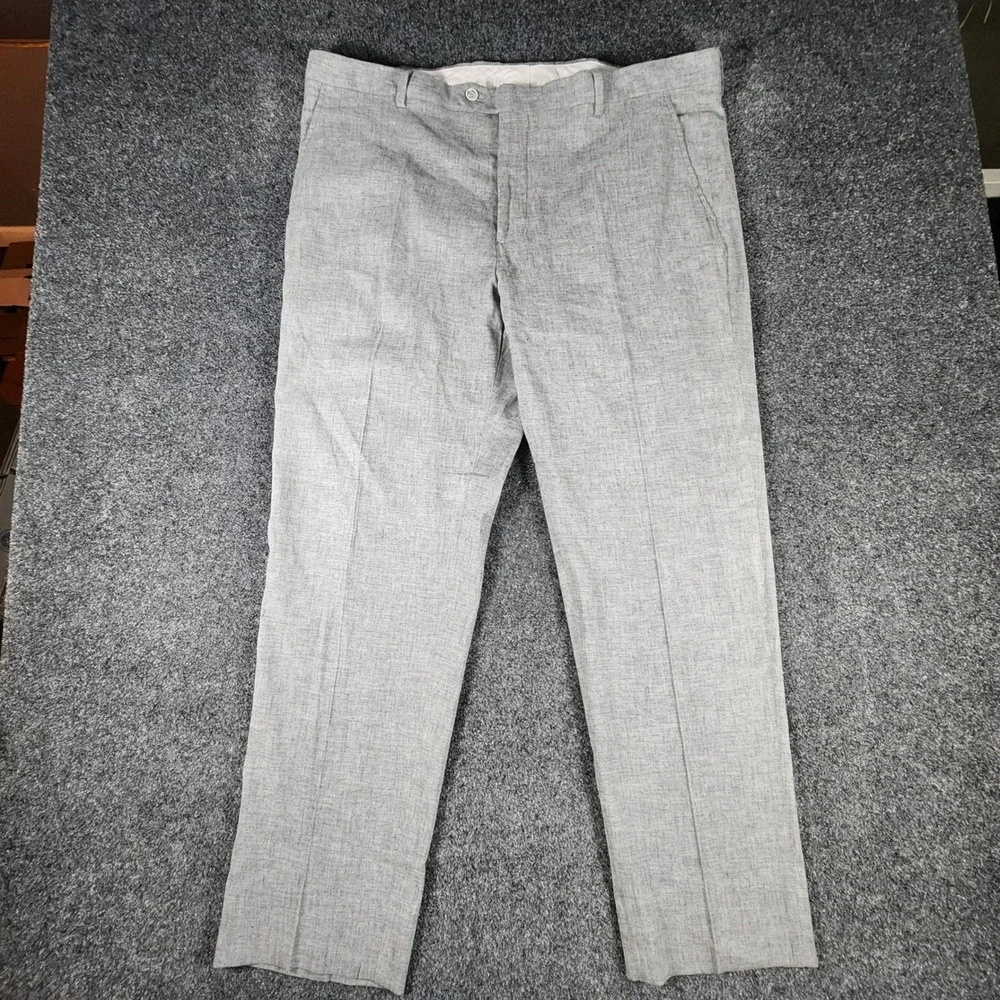 Joseph Abboud Heritage Mens Grey Linen Nova Fides Italian Fabric Pants Sz 40x30